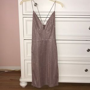 Glittery Pink/Purple Deep Plunge Dress